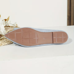 Women's Pointed Toe Ballet Flats with Faux Pearl & Rhinestone Decor