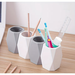 Silicone Pencil Holder Geometric Pen Cup Desktop Organizer