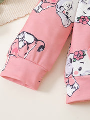 Elephant Print Zip Up Hooded Jacket for Toddler Girls