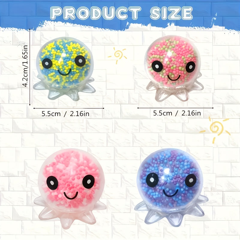 Octopus Sensory Ball Squeeze Toy with Colorful Beads for Kids & Adults