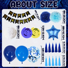 51pcs Birthday Party Decor Set with Banners, Swirls, Pom Poms, Tassels, Balloons