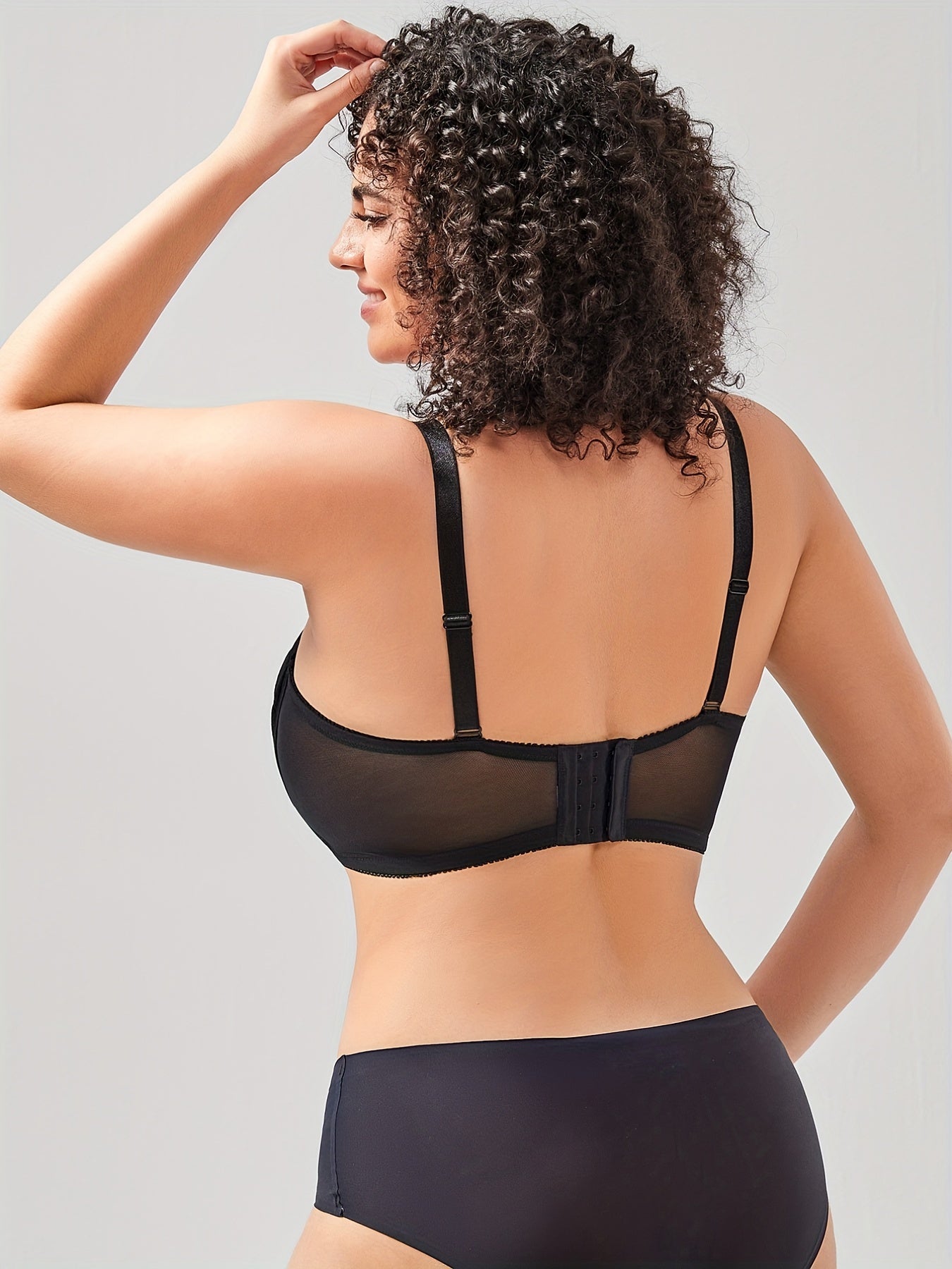 Floral Jacquard Full Coverage Criss Cross Underwire Longline Mesh Bra