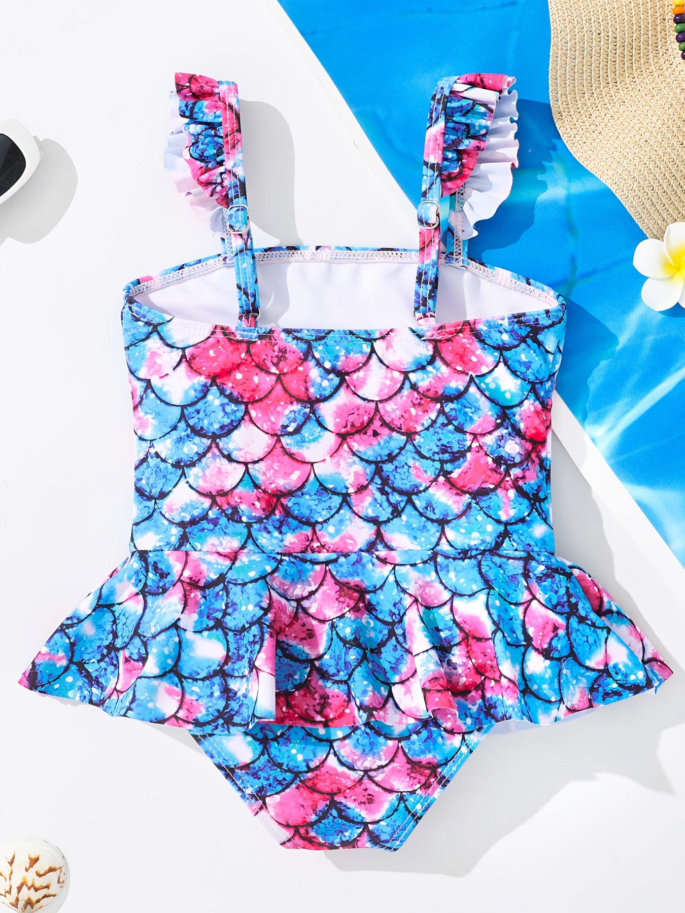 Toddler Girls Mermaid Fish Scale Print Swimsuit