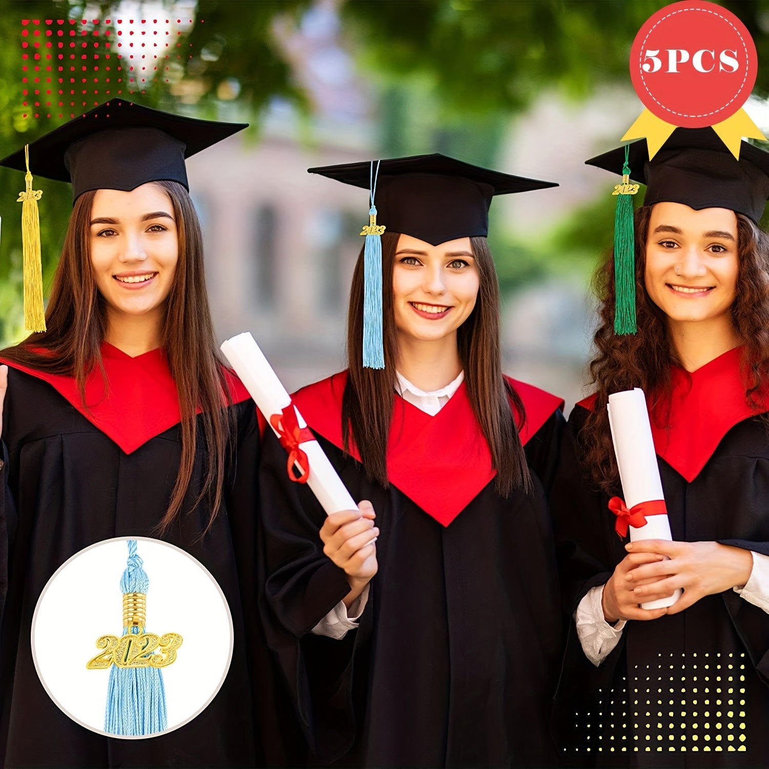 5 Pcs Graduation Tassel Double Tassel Graduation Cap Tassel Charm