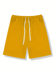 Solid Casual Stretch Graphic Drawstring Men's Shorts