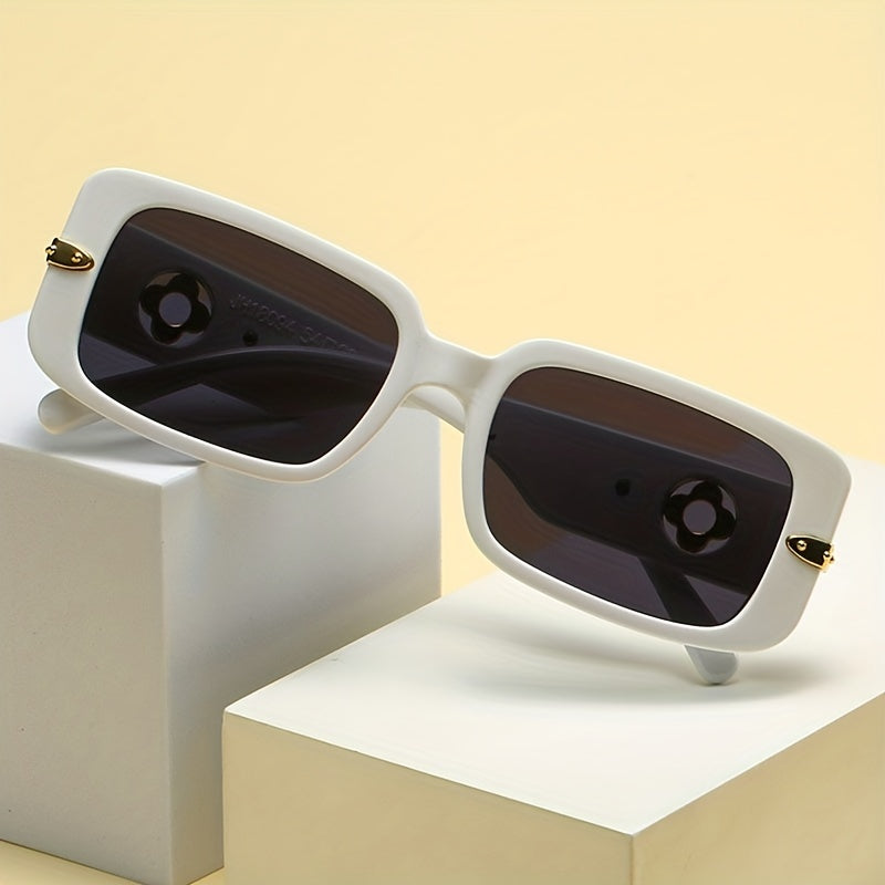 Y2K Square Sunglasses Metal Clover Hollow Glasses UV400