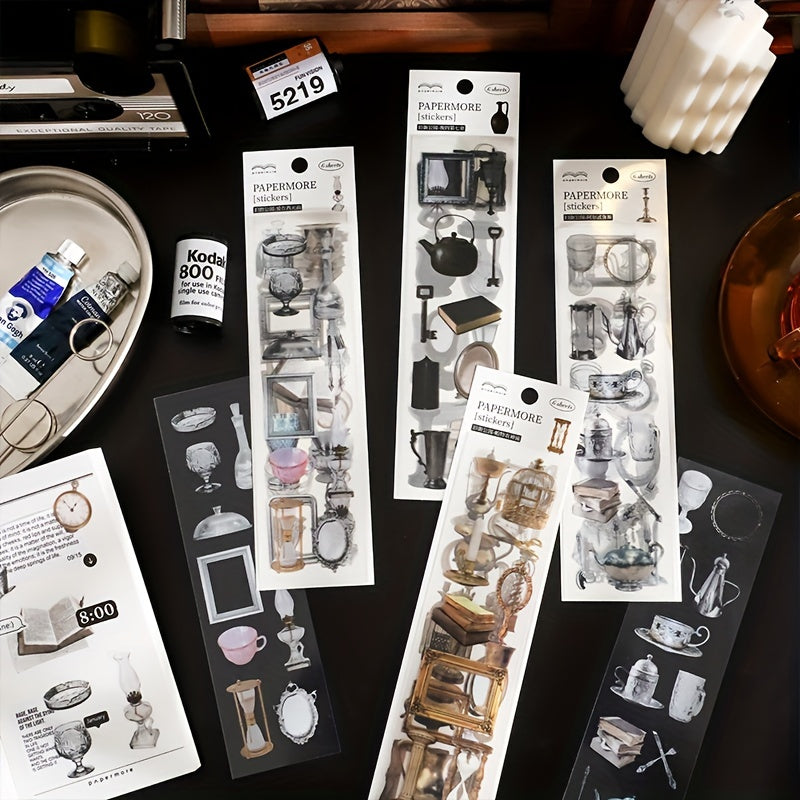 6pcs Vintage Stickers for DIY Art Supplies