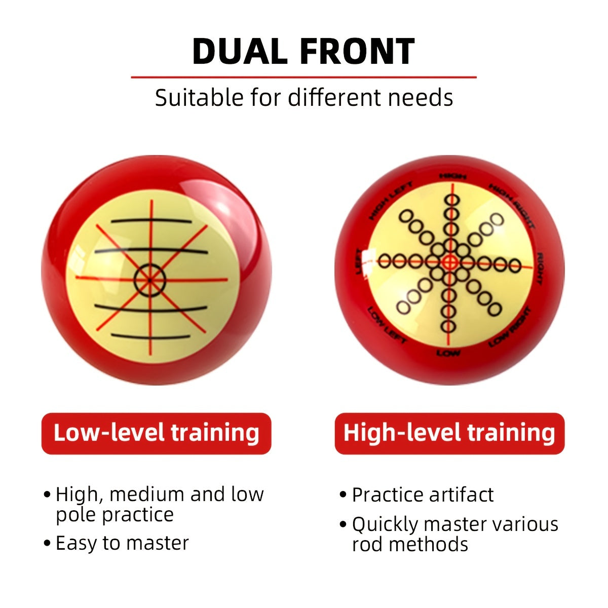 Billiards Cue Ball for Training and Practice with Clear Lines and Dots