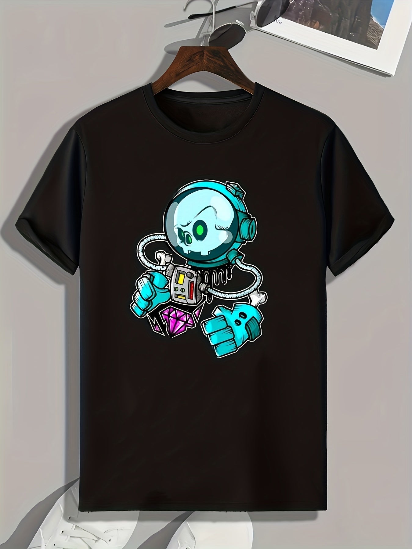 Cartoon Painting Print Men's Graphic T-shirt for Summer