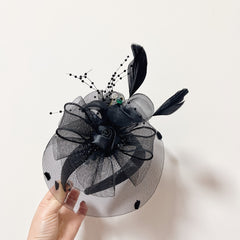 Tea Hats Cocktail Wedding Headpiece Hairband Feather Mesh Net Veil