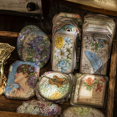 Vintage Pattern Stickers Set for Notebook Vase Book D