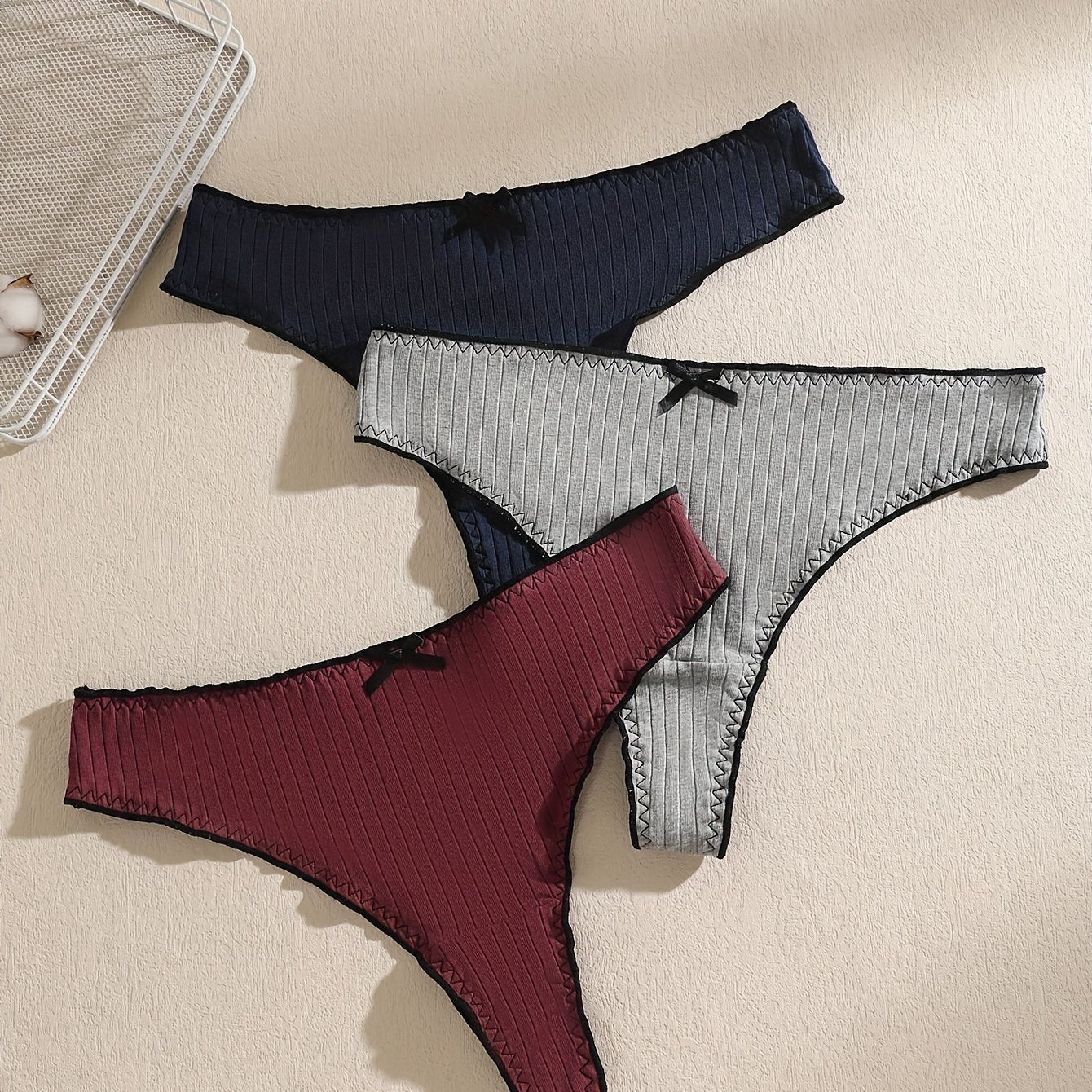 3 Pack Sexy Plus Size Panties Set Seamless Ribbed Knit Briefs