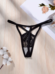 Floral Lace Thongs Criss Cross Intimates Panties Women's Lingerie