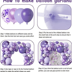 145Pcs Purple Balloons Garland Arch Kit Butterfly Baby Shower Decorations Girl
