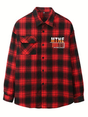 Plaid Print Men's Casual Button Up Long Sleeve Shirt