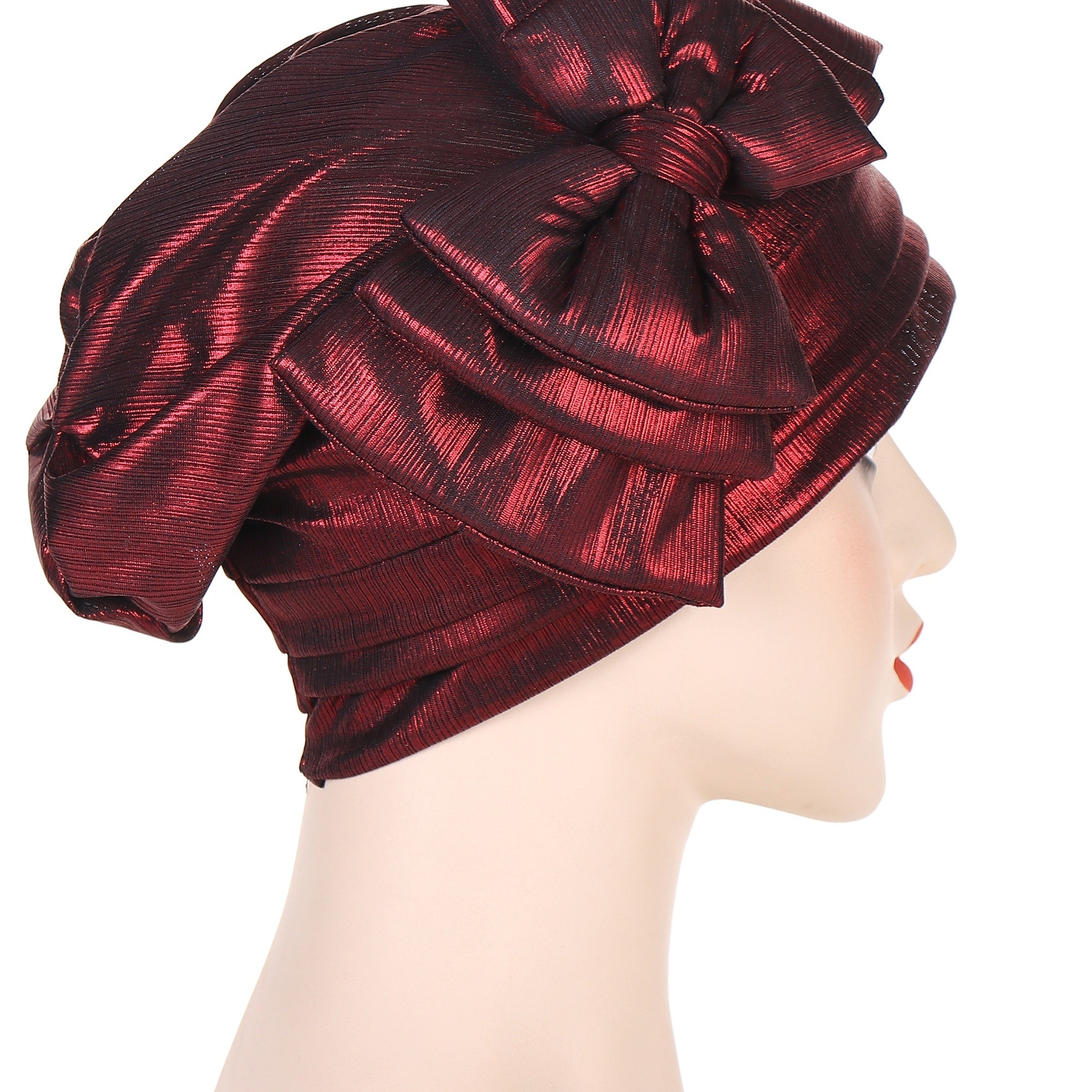Bowknot Bright Elastic Turban Cap Headscarf Glitter Head Wraps
