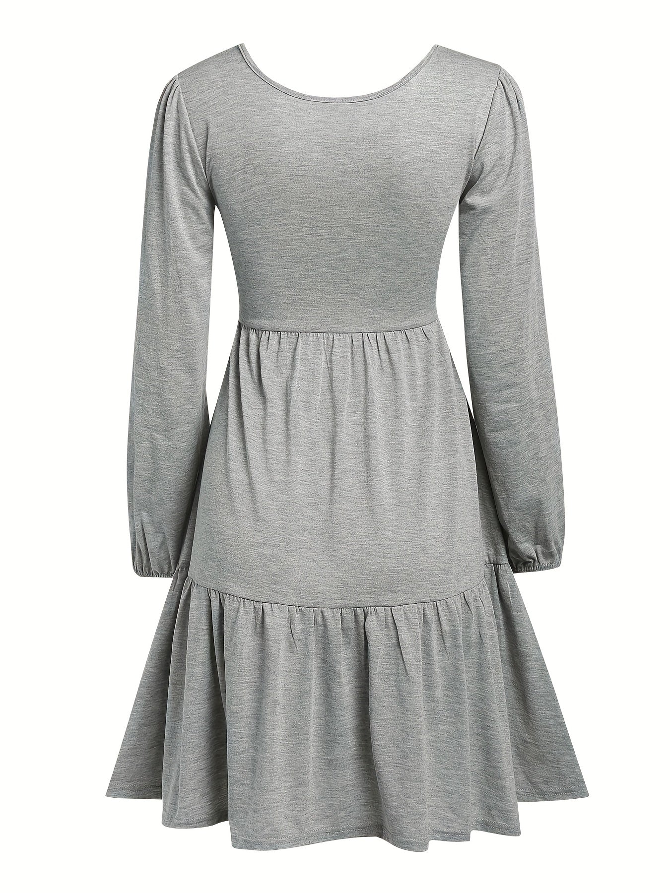 Solid Long Sleeve Smock Dress