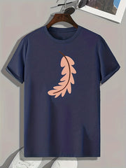 Feather Print Men's Stretch Tee for Outdoor Summer