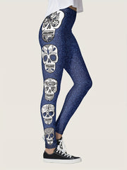 Skull & Flower Yoga Pants High Stretch Leggings for Women