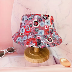 Unisex Printed Sunshade Bucket Hat Unicorn Bear Double sided Sun Hat
