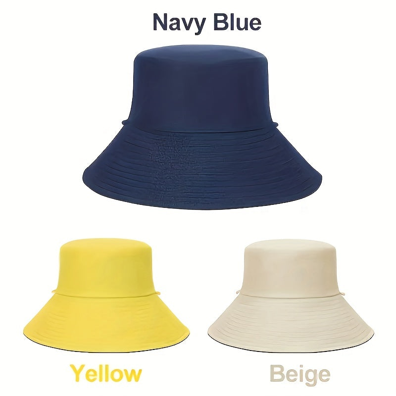 UV Protection Sun Hat Solid Bucket Hat Women Sunshade Fishing Boonie Hat