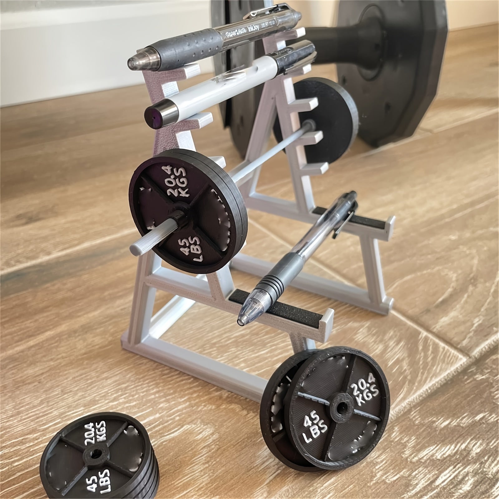 Funny Barbell Rack Pen Holder Gym Theme Desk Pen Organizer