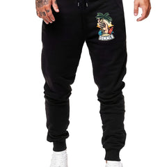 Palm Tree Drawstring Joggers Men's Breathable Loose Fit Pants