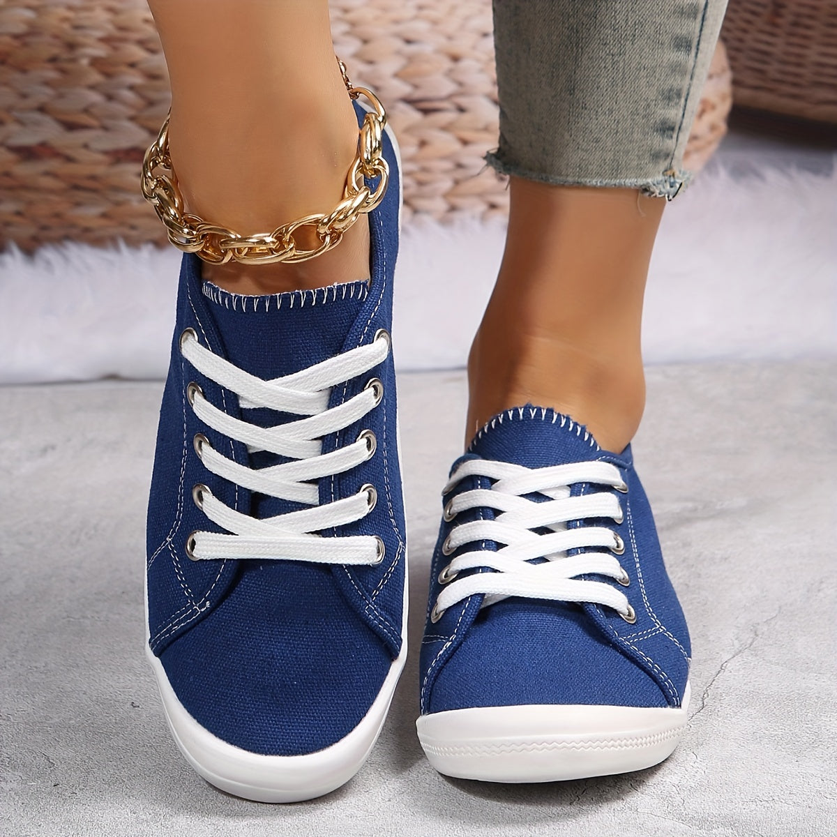 Women's Canvas Lace Up Casual Shoes Lightweight & Comfortable