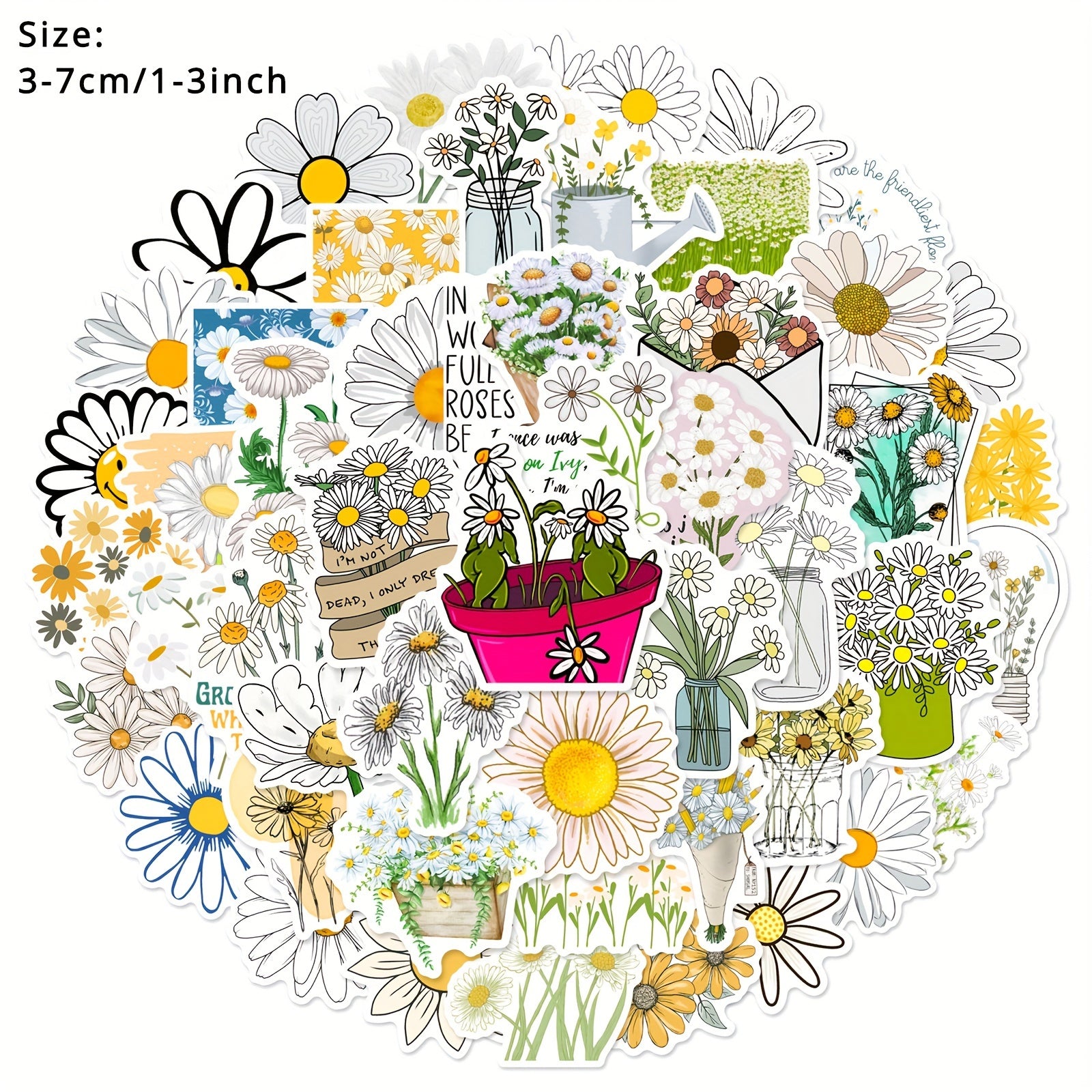 50Pcs Daisy Graffiti Stickers Waterproof DIY Creative Stickers