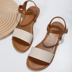 Women's Flat Summer Sandals Ankle Buckle Strap Casual Beach Sandals
