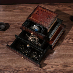 Vintage Wooden Book Storage Box Jewelry Drawer