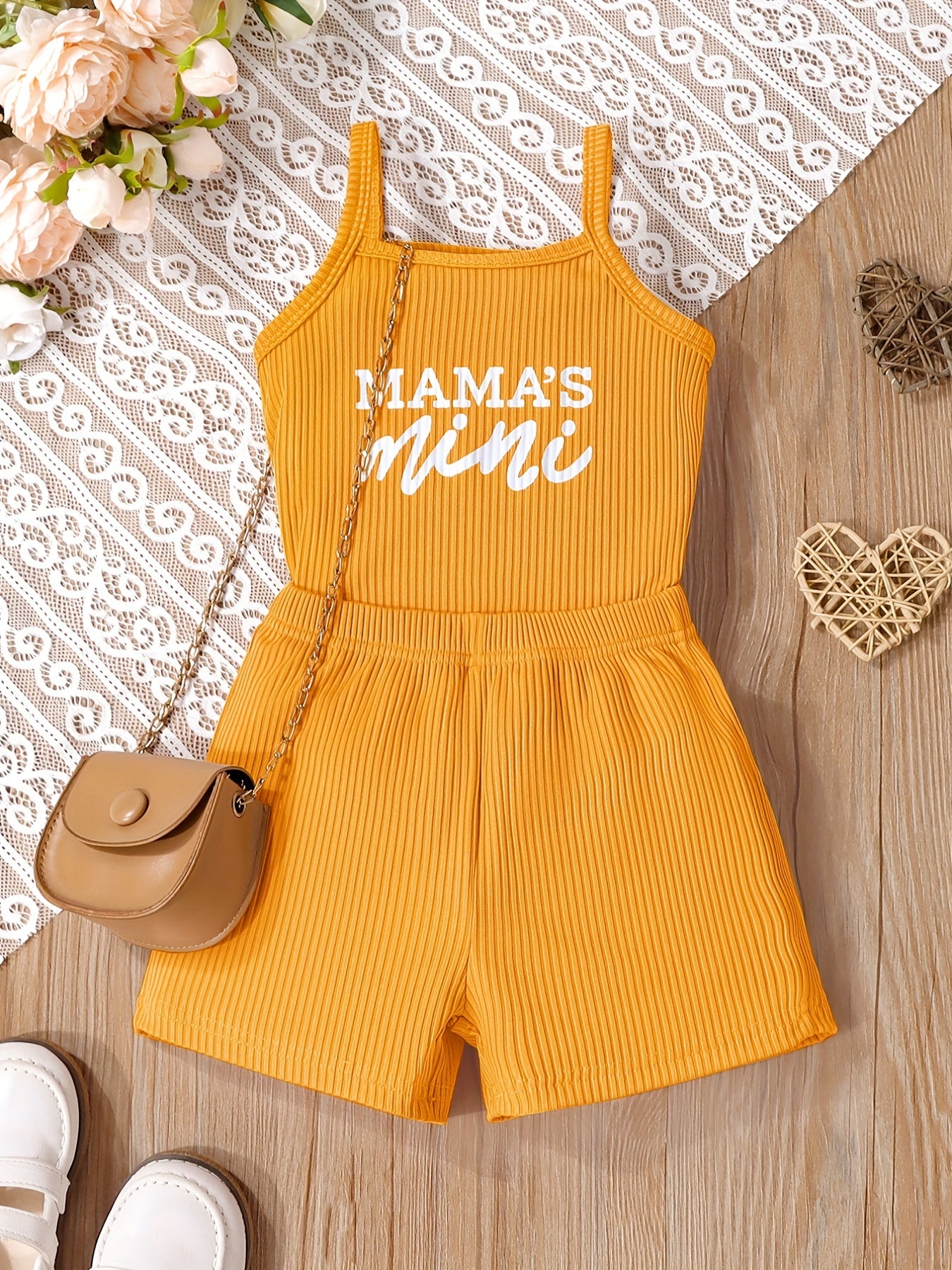 2pcs Toddler Girls MAMA'S MINI Cami Top & Shorts Set