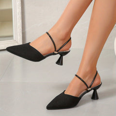 Women's Knit Heel Comfortable Slip On Pumps