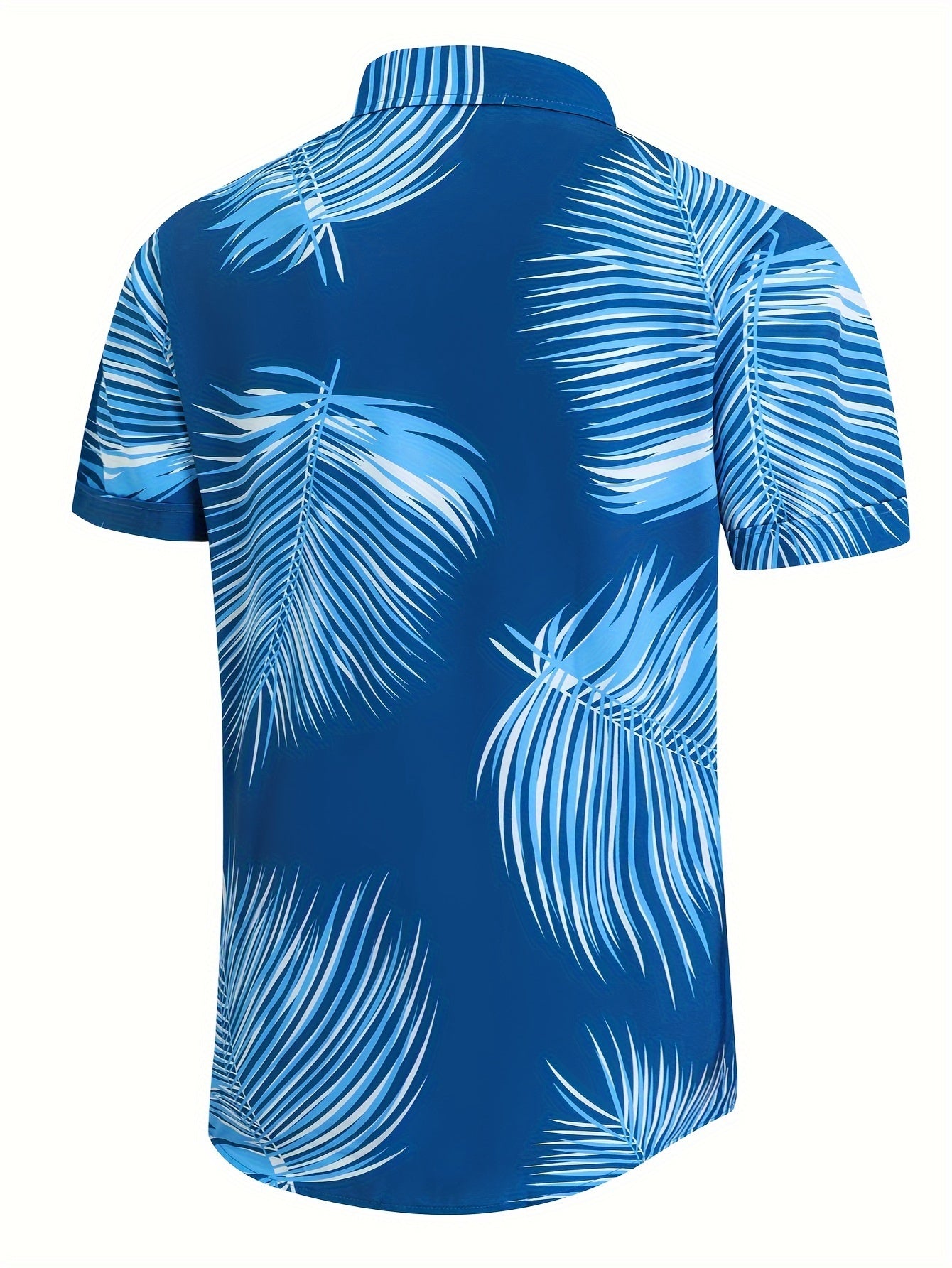 Leaf Pattern Hawaiian Shirt Men's Casual Allover Print Button Up Short Sleeve