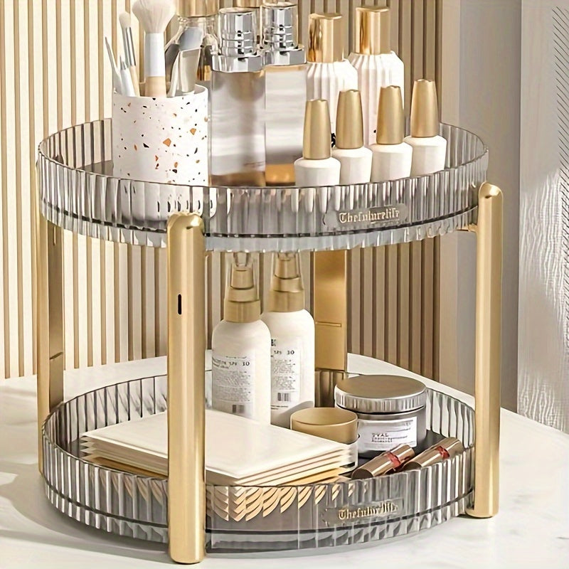 2-tier Cup Storage Rack for Living Room - Rotatable Household Desktop Organizer