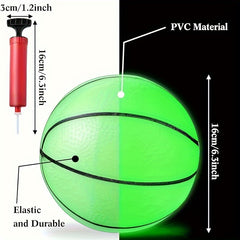 6pcs Glow In The Dark Mini Basketball With Pump