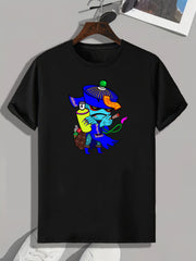 Cartoon Graffiti Print Men's Graphic T-shirt for Summer