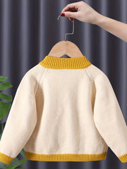Girls Floral Embroidered Knitted Warm Sweater Cardigan