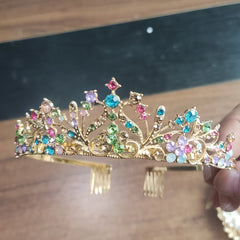 Small Rhinestone Crown Hair Accessory for Prom Party Event