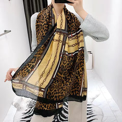 Leopard Chain Print Scarf Shawl Soft & Breathable Women Turban Hijab