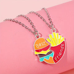 BFF Necklaces Hamburger Fries Matching Necklace For Friends