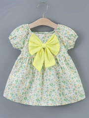 Sweet Bow Puffy Sleeve Dress Infant Toddler Princess Dress