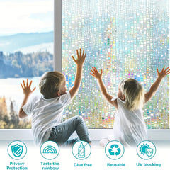 Privacy Window Film Stained Glass Rainbow Clings Sun Blocking Decor