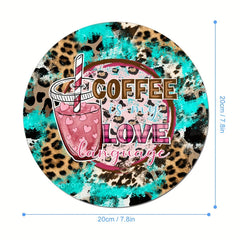 Coffee Quotes Round Mouse Pad Non Slip Rubber Base Mousepad