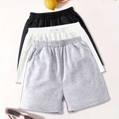 3pcs Kid's Basic Shorts With Pockets Sports Casual Loose Fit Summer Sweatshorts