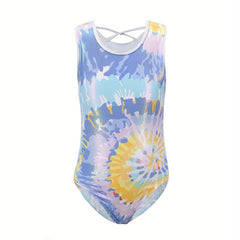 Stretchy Tie Dye Ballet Leotard Girls Dance Suit Romper