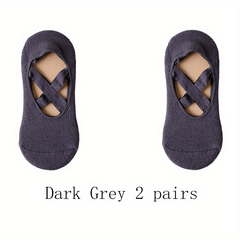 2 Pairs Cross Cut Out Ankle Socks for Yoga Pilates