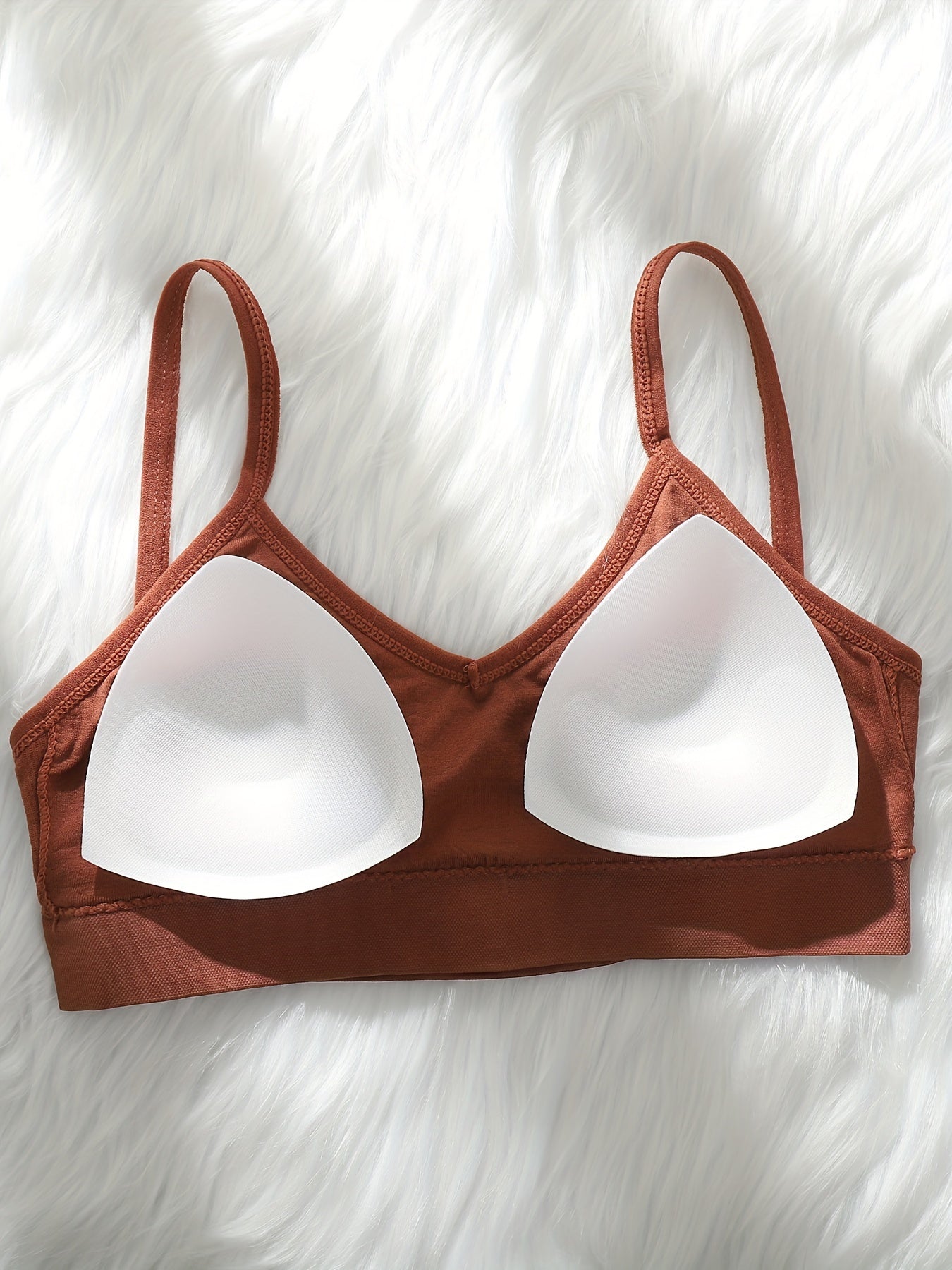 Solid Ribbed V Neck Backless Crop Top Women's Lingerie