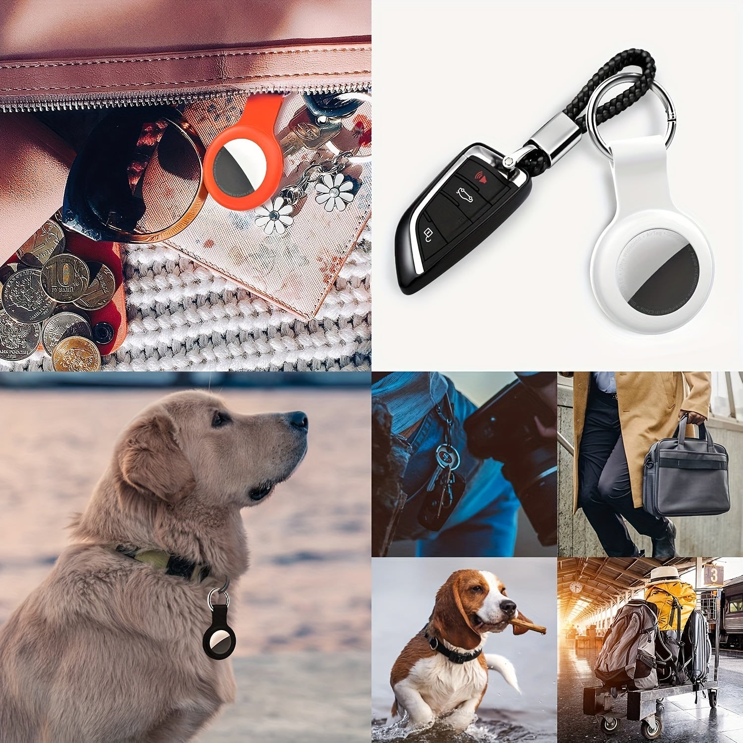 AigTag Car Key Chains for AirTag - 4pcs Silicone Holder Cases