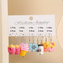 5 Pairs Cute Donut Ice Cream Earring Set for Girls